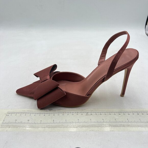 Shoes - Brown Women Pointed Toe Stiletto Heels Sandals Bowtie Slip On Slingback Pumps